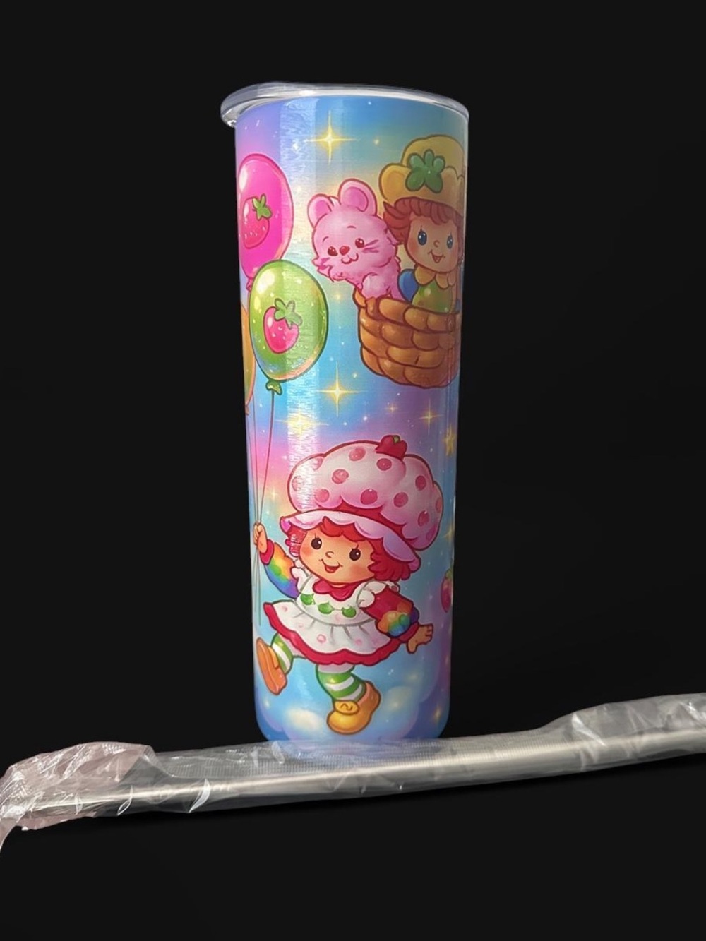 Brand new! Strawberry Shortcake Blue Party tumbler Cup with Balloon Design